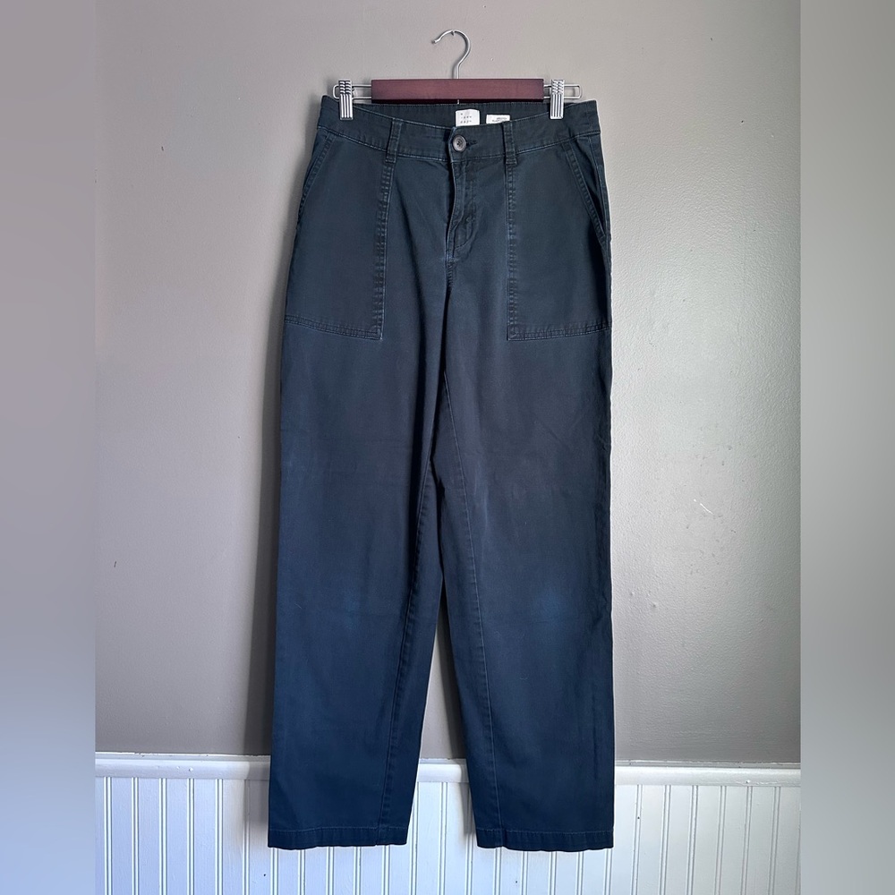 A New Day High Rise Straight Leg Cotton Chino Pants Size 4 Blue Trousers